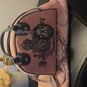 Authentic Vintage Y2K Juicy Couture Baby Pink and Brown Bowler Bag